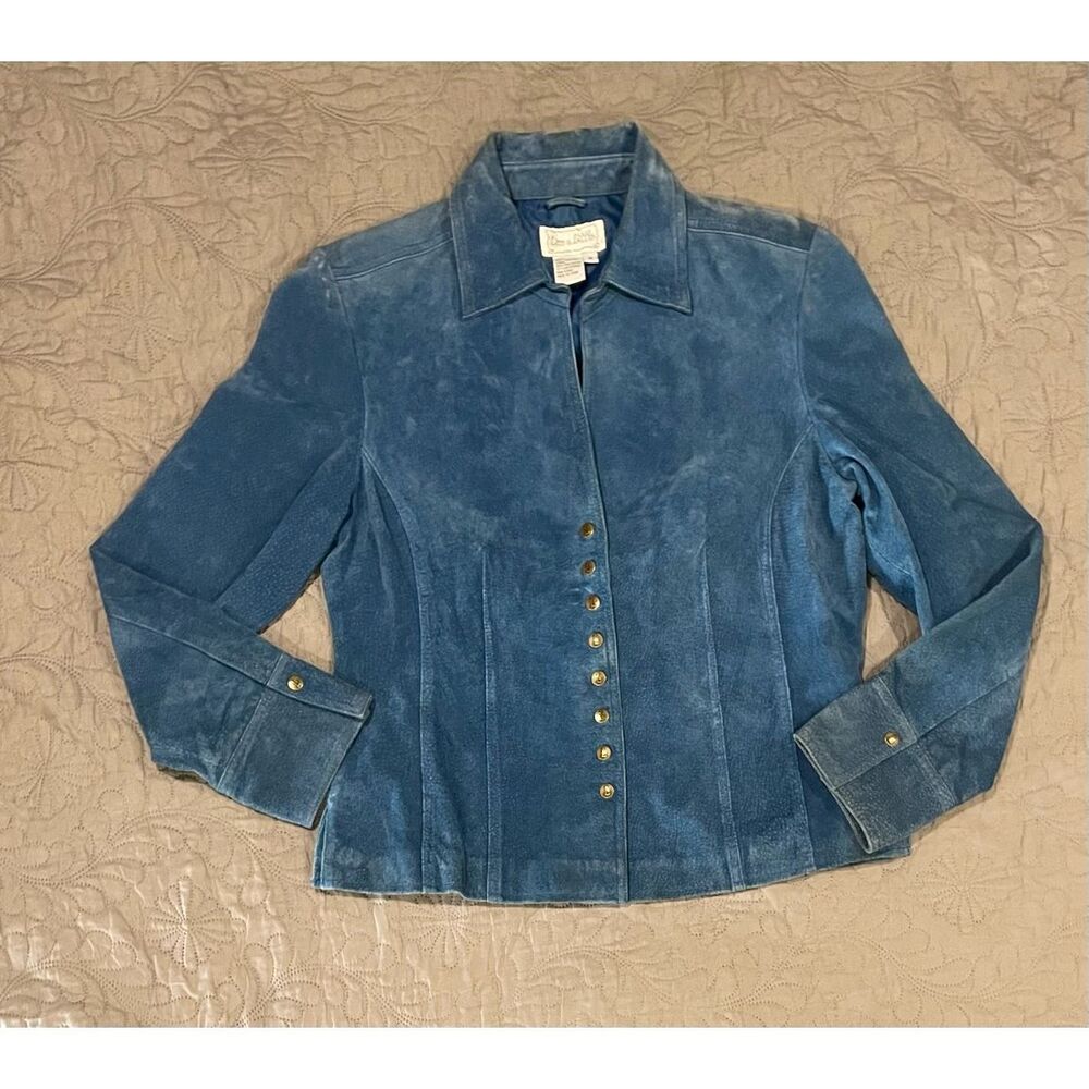 Live a Little Blue Suede 100% Leather Jacket Medium